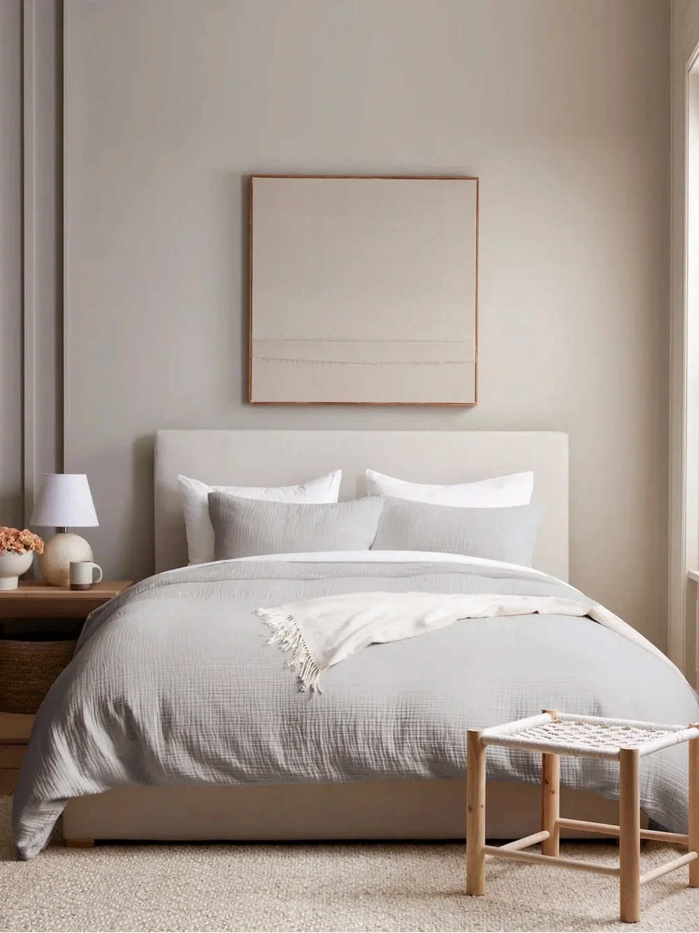 QUINCE Organic Cotton Gauze Duvet Cover Set King/Cal King Light Grey 8187
